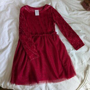 Red holiday Minnie Mouse dress sparkly tulle skirt and embossed velvet bodice